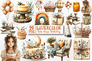 Boho Beige Birthday Sublimation, an Illustration by Designworld