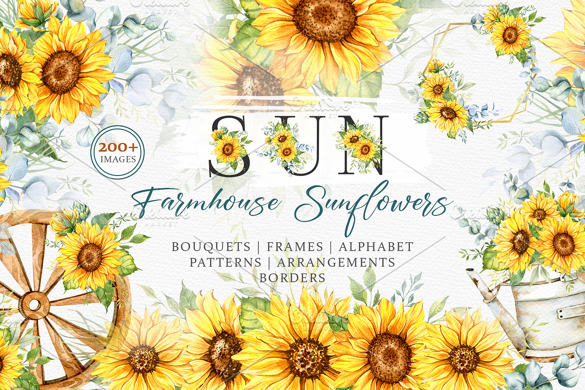 Sunflower Watercolor Hand Drawn, a Seasonal Illustration by CaraulanStore (Photo 1 of 10)