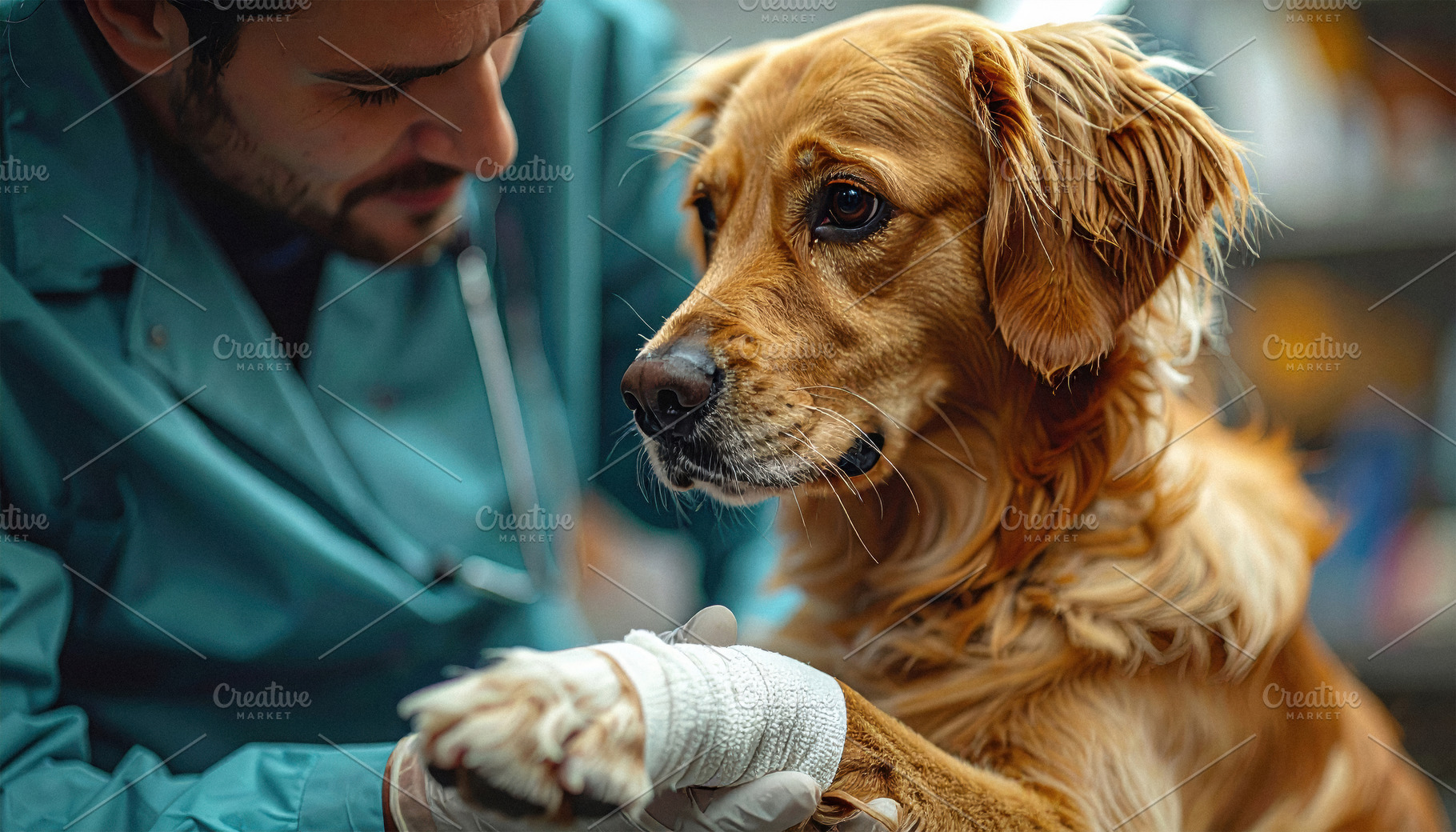 Gentle Veterinary Care for Injured Dog Paw, an Animal Photo by Davizro's Market