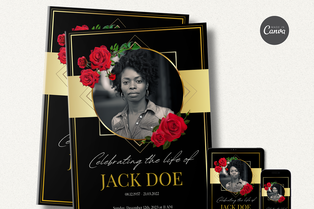 Funeral Program Template I Canva, an Invitation Template by The Social Stuff (Photo 2 of 10)