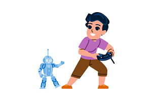 Happy child playing with remote, an Education Illustration by pikepicture