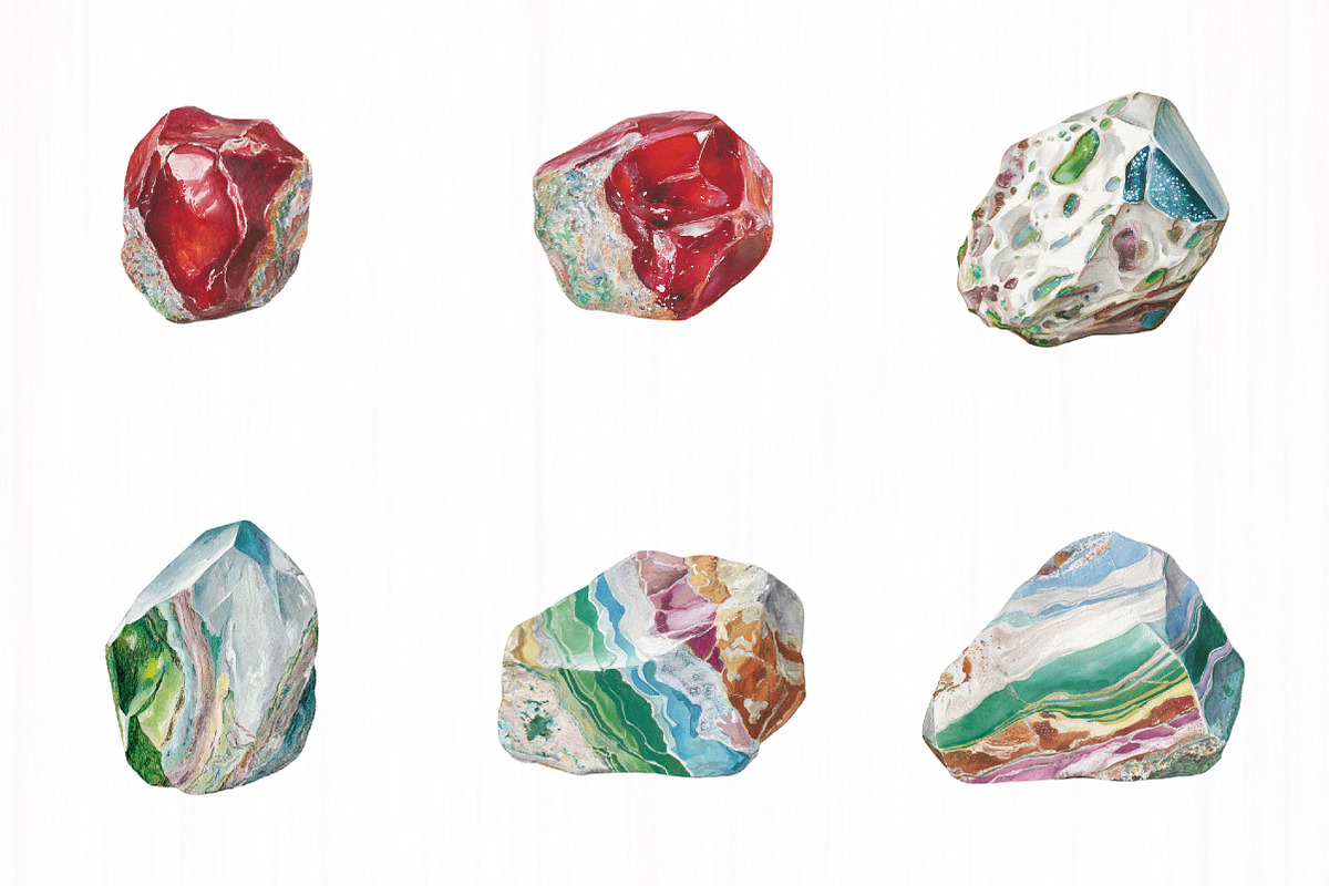 Gemstones Watercolor Package, an Illustration by DreamCafeArt (Photo 2 of 7)