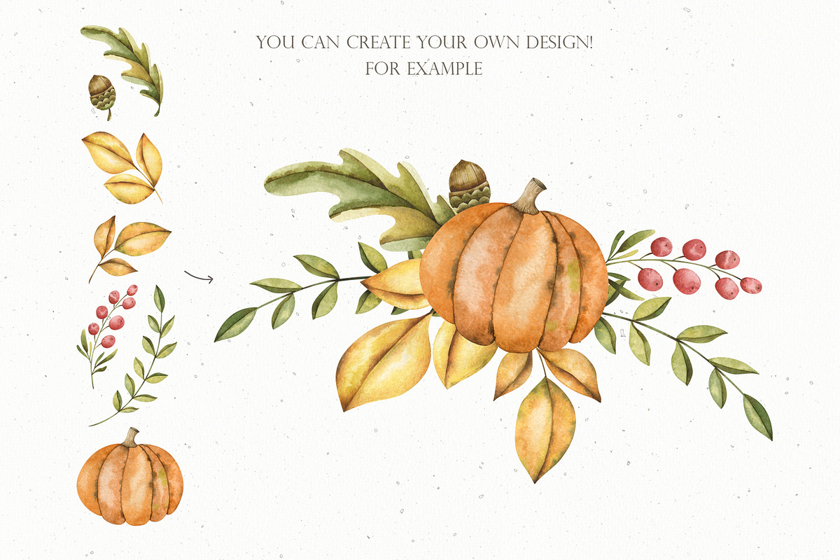 Watercolor Cute Thanksgiving Set, an Object Graphic by OrangePeafowlArt (Photo 3 of 15)