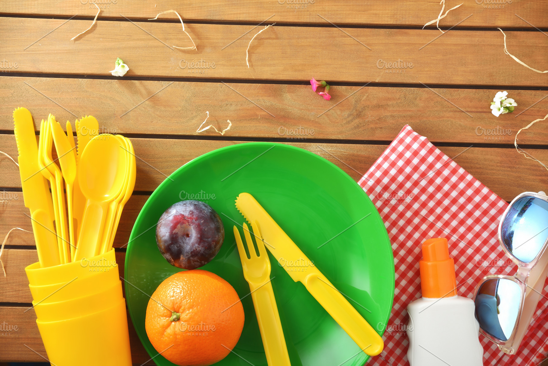 Summer Picnic Setup with Fruits and Sunglasses, a Holiday Photo by Davizro's Market