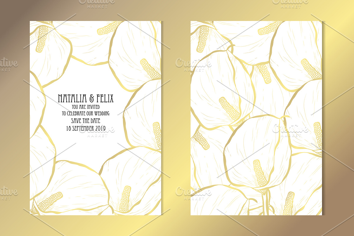 Golden Calla Card Template, a Card Template by Sunset&Sea Design