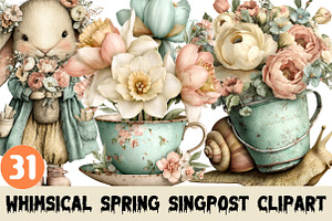 Whimsical Spring Singpost Clipart, a Graphic by CitraGraphics
