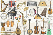 Musical instruments-watercolor, an Illustration by Nastilustra (Thumbnail 2 of 2)