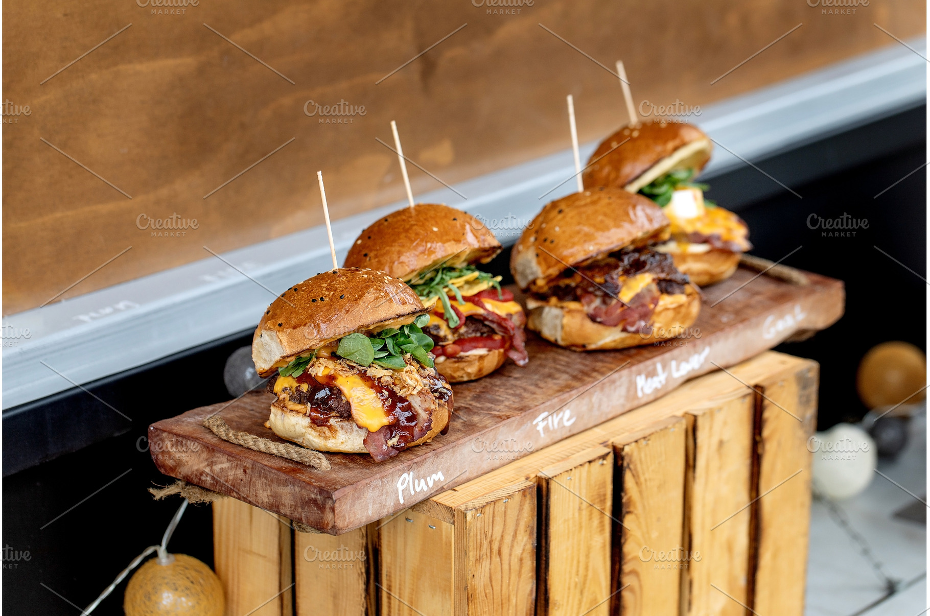 Gourmet Sliders on Wooden Serving, a Food & Drink Photo by Natasha Breen