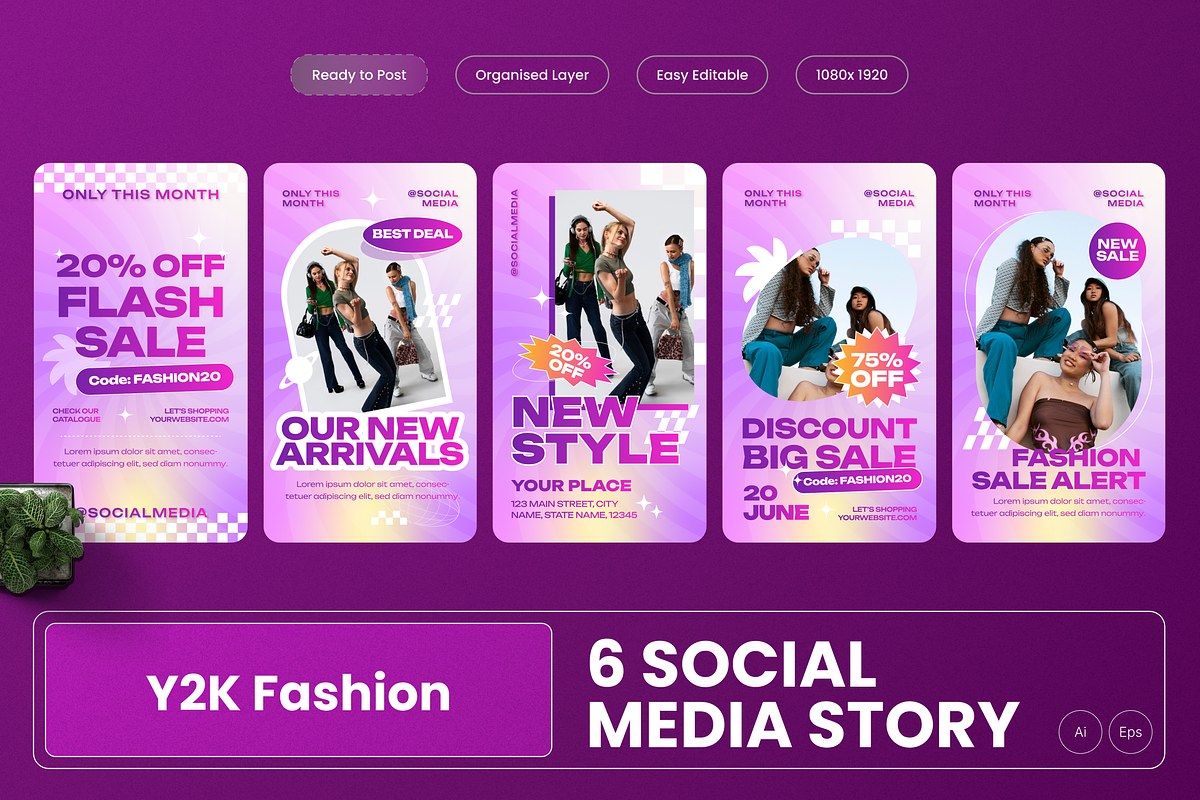 Y2K Fashion Instagram Story, a Social Media Template by MMPixelCraft (Photo 1 of 4)