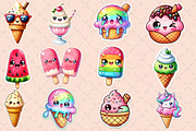 Kawaii Ice Cream Clipart Bundle, an Illustration by Designworld (Thumbnail 2 of 5)