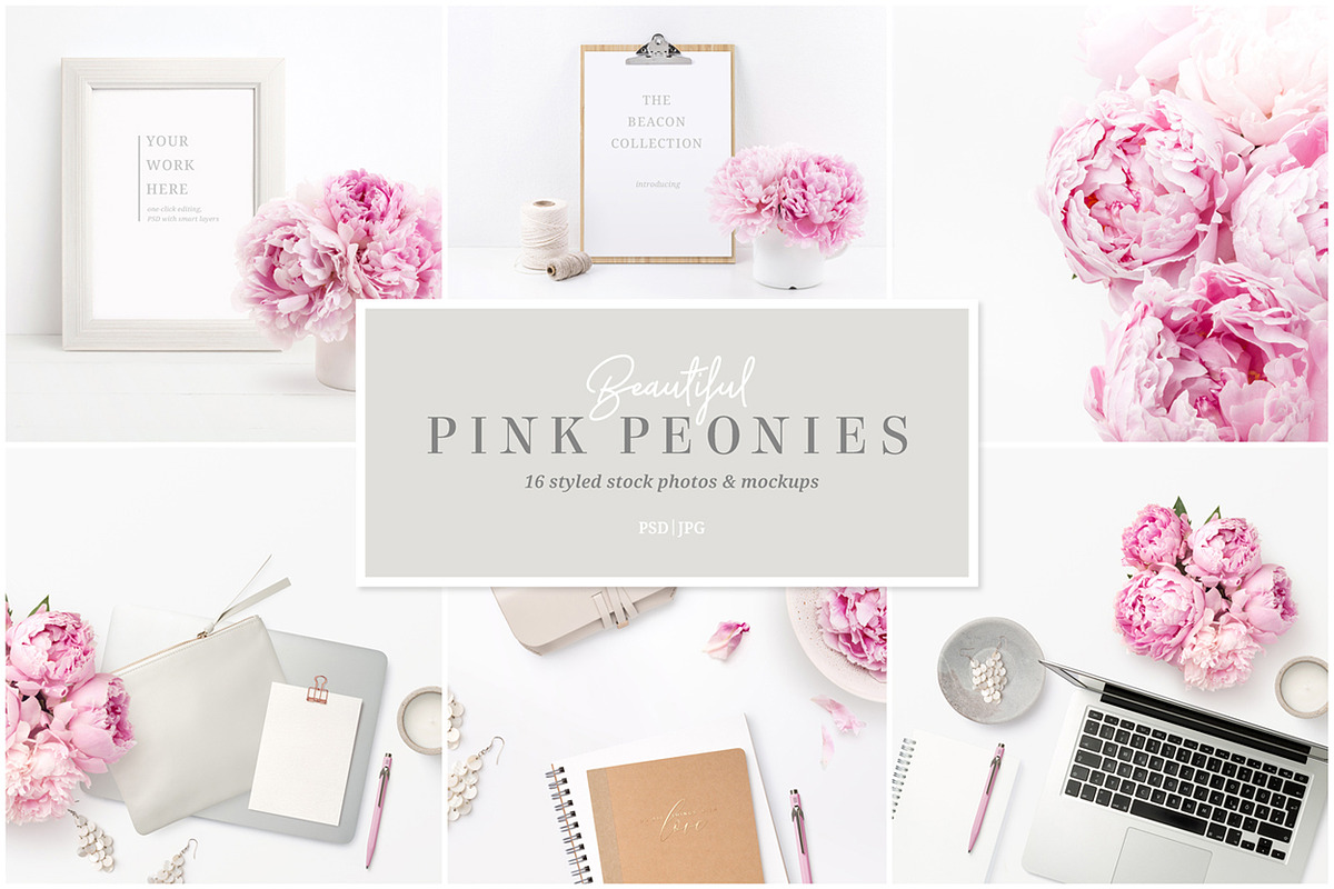 Pink Peonies - 16 Photos and Mockups, a Mockup by Anja Kaiser (Photo 1 of 6)