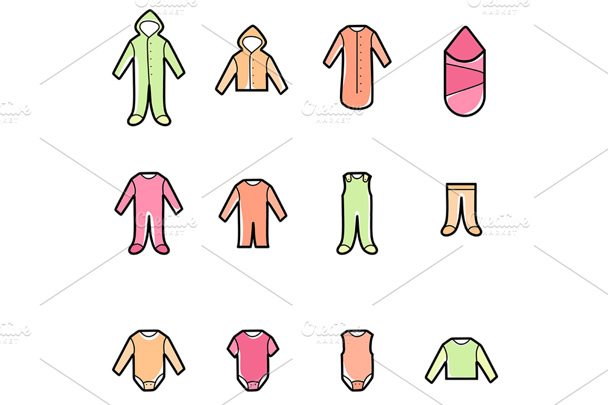 Baby Clothes Line Icons Set, an Outline Icon by land art (Photo 3 of 6)