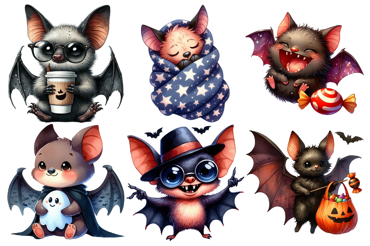 Funny Quirky Halloween Bats Clipart, an Illustration by Pixels.Craft (Photo 5 of 6)