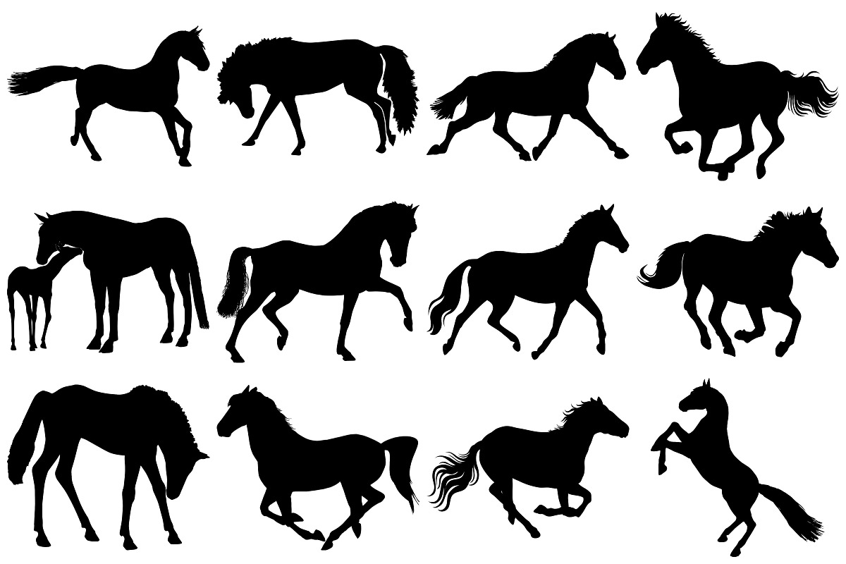 Horse Silhouettes AI EPS PNG, an Illustration by FrankiesDaughtersDesign (Photo 2 of 7)