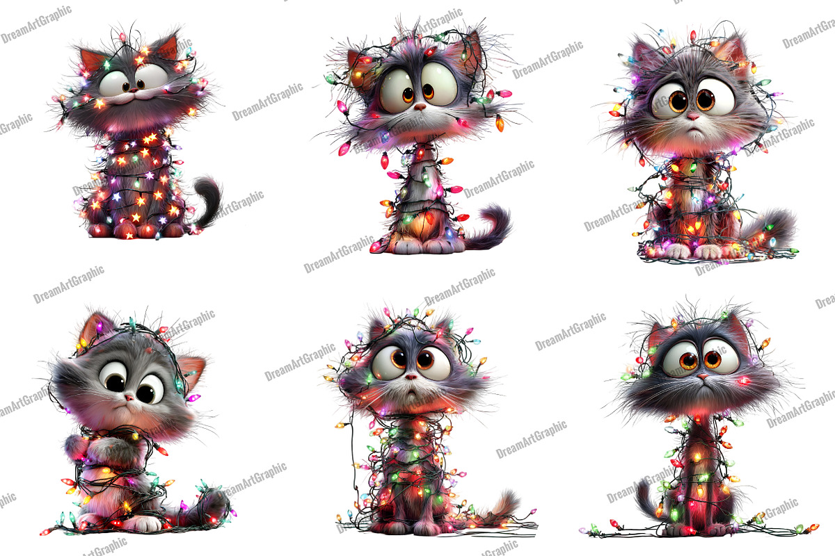 Quirky Christmas Cat Clipart, an Illustration by DreamArtGraphic (Photo 5 of 5)