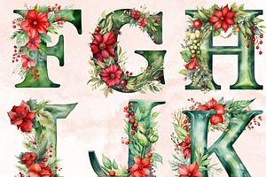 Green Christmas Alphabet Clipart