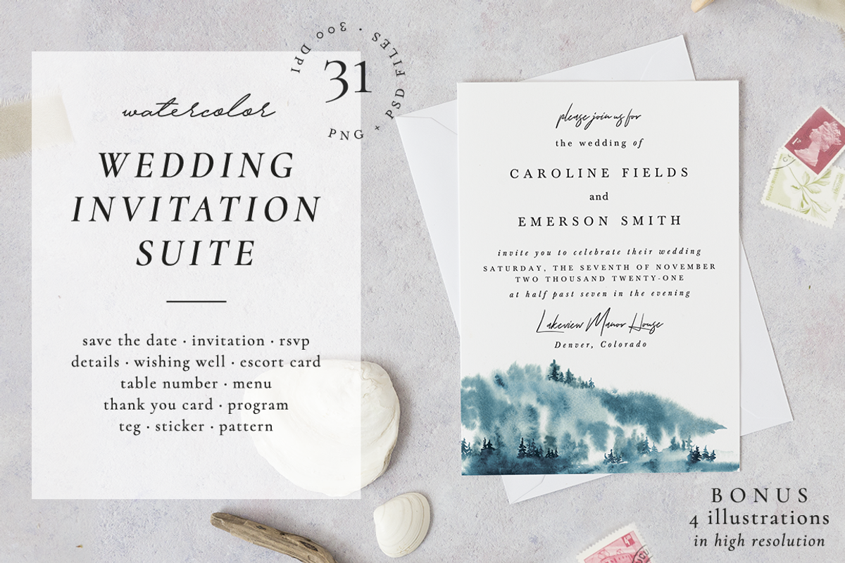 Chill forest - wedding set, an Invitation Template by Helen Halik art (Photo 1 of 10)