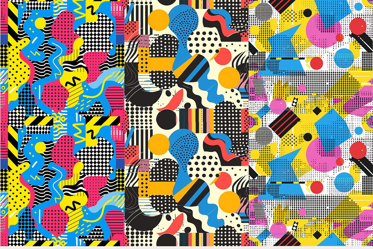 8 Retro Memphis Style Patterns, a Pattern Graphic by Inknfolly