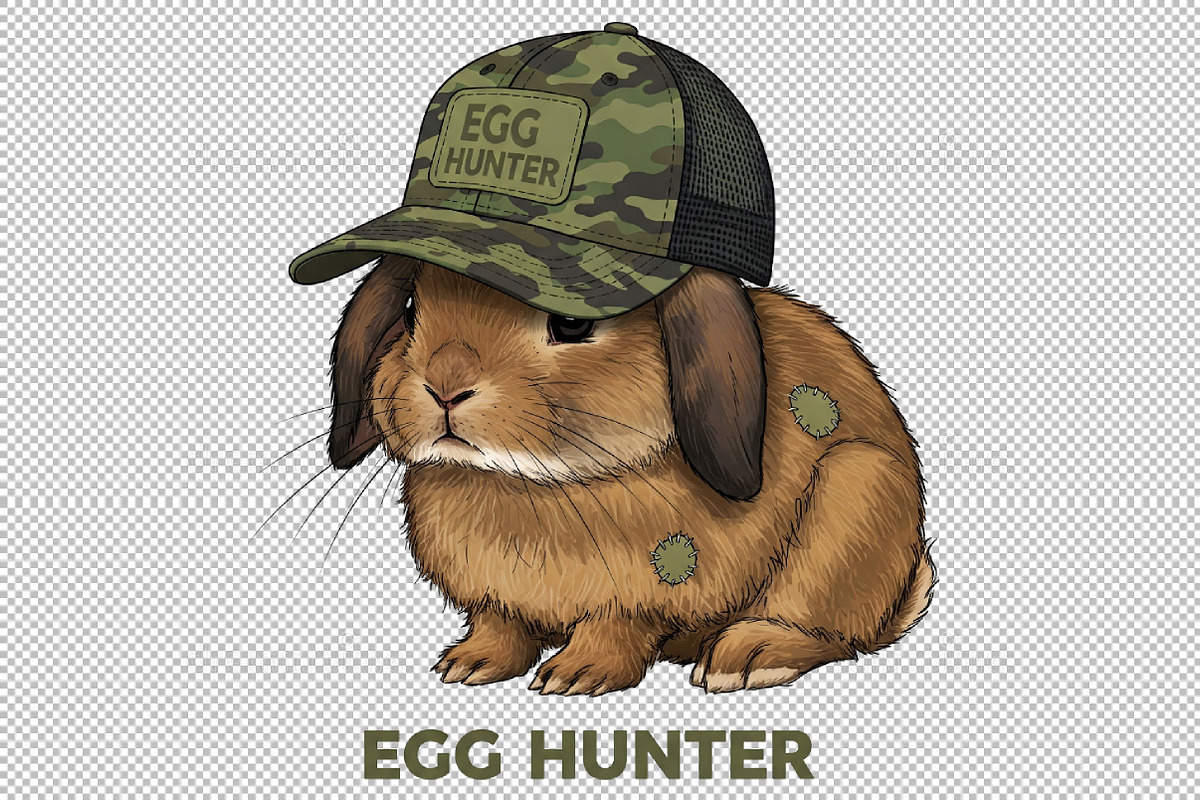 Egg Hunter Bunny PNG,Camo Easter Bun, an Illustration by Sublimation Artist (Photo 2 of 6)