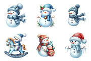 Watercolor Christmas Snowman Clipart, an Illustration by SinaCreation (Thumbnail 5 of 7)