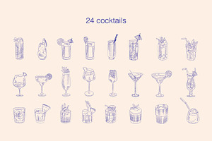 Cocktails Vintage Illustrations