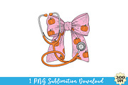 Coquette Bow Nurse Life Halloween, an Illustration by Watercolor design (Thumbnail 1 of 3)