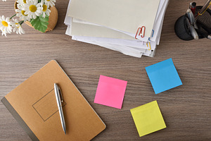 Office Desk with Notebook and Sticky Notes, a Business Photo by Davizro's Market