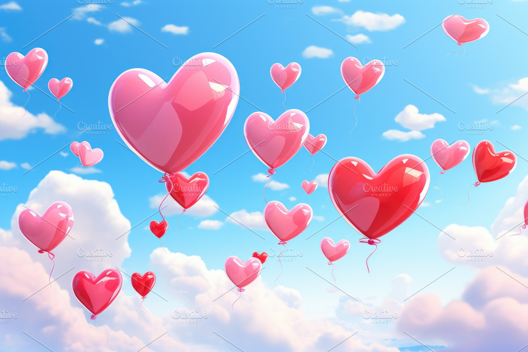 Heart shaped balloons flying in the, a Photo by Iftikhar Alam