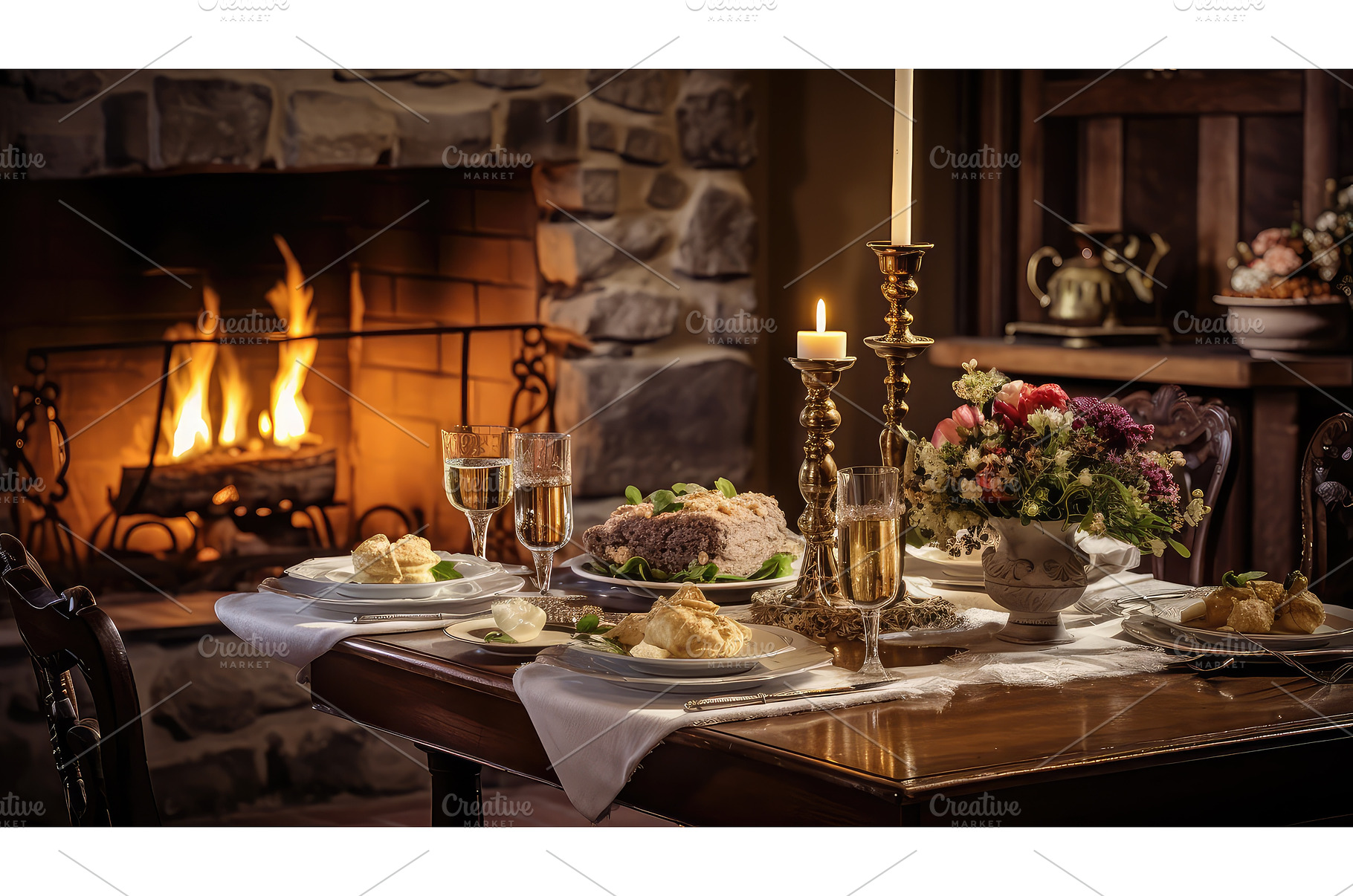 meal food home background ai, a Food & Drink Photo by pikepicture