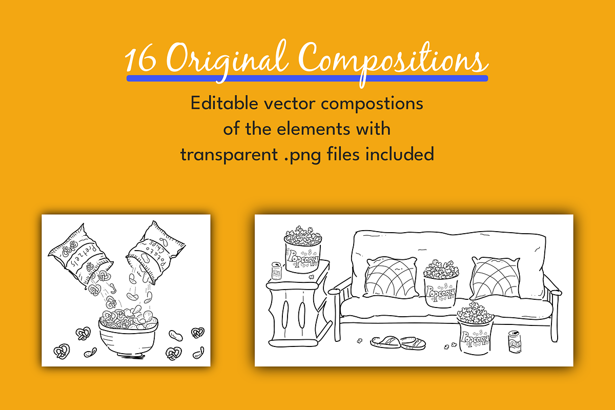 Movie Night Illustrations, a Food Illustration by AJ Doodles (Photo 3 of 21)