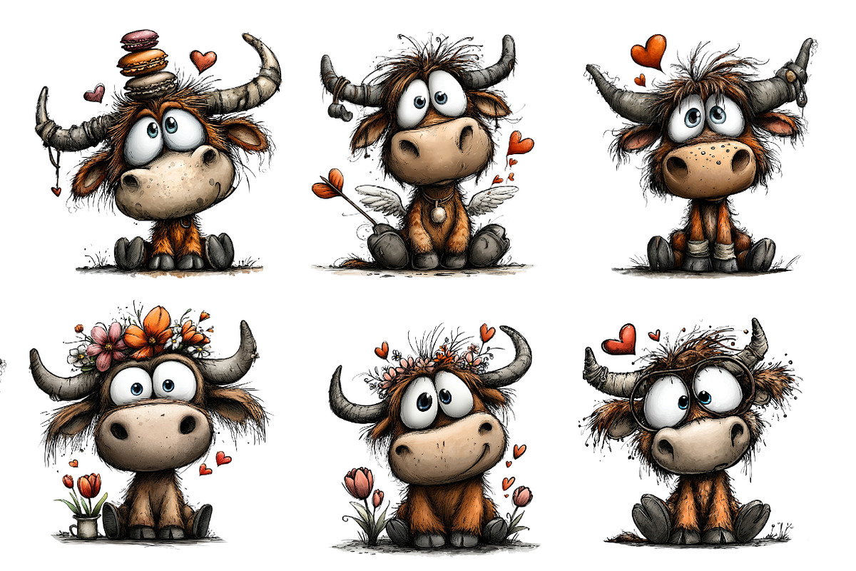 Valentine HAIGHLAND COW Clpart, an Illustration by Designworld (Photo 3 of 5)
