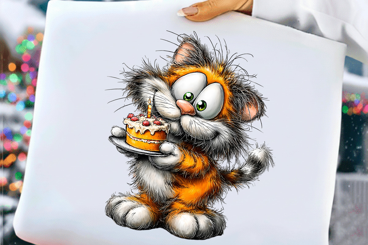 Whimsical Birthday Cat Clipart, an Illustration by Craft Nest (Photo 3 of 9)