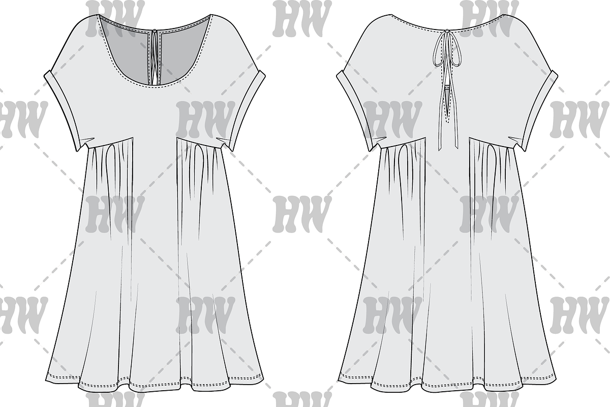 Dolman Sleeve Dress Fashion Flat, a Shirt Mockup by haydenwentworth (Photo 1 of 3)