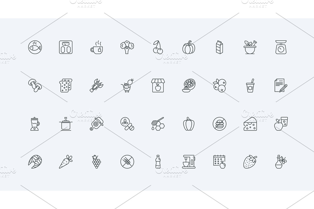 Traditional food & dishes icons, a Food Illustration by Lemberg Vector