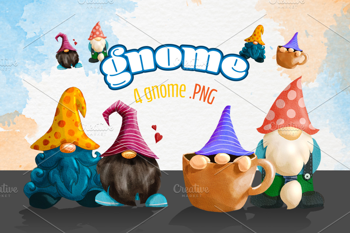 Gnomes watercolor Clipart Pack., an Illustration by Feelplus Creator (Photo 1 of 6)