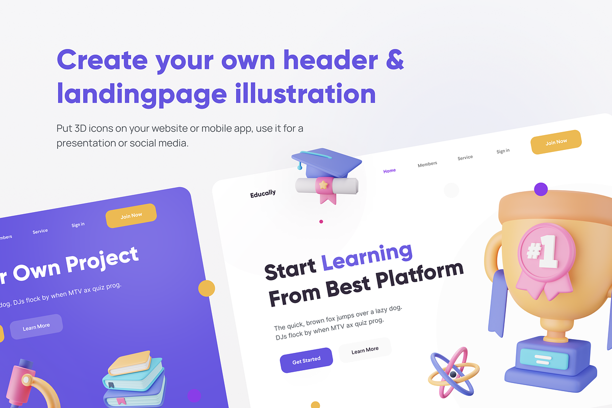 Educally - Education 3D Icon Set