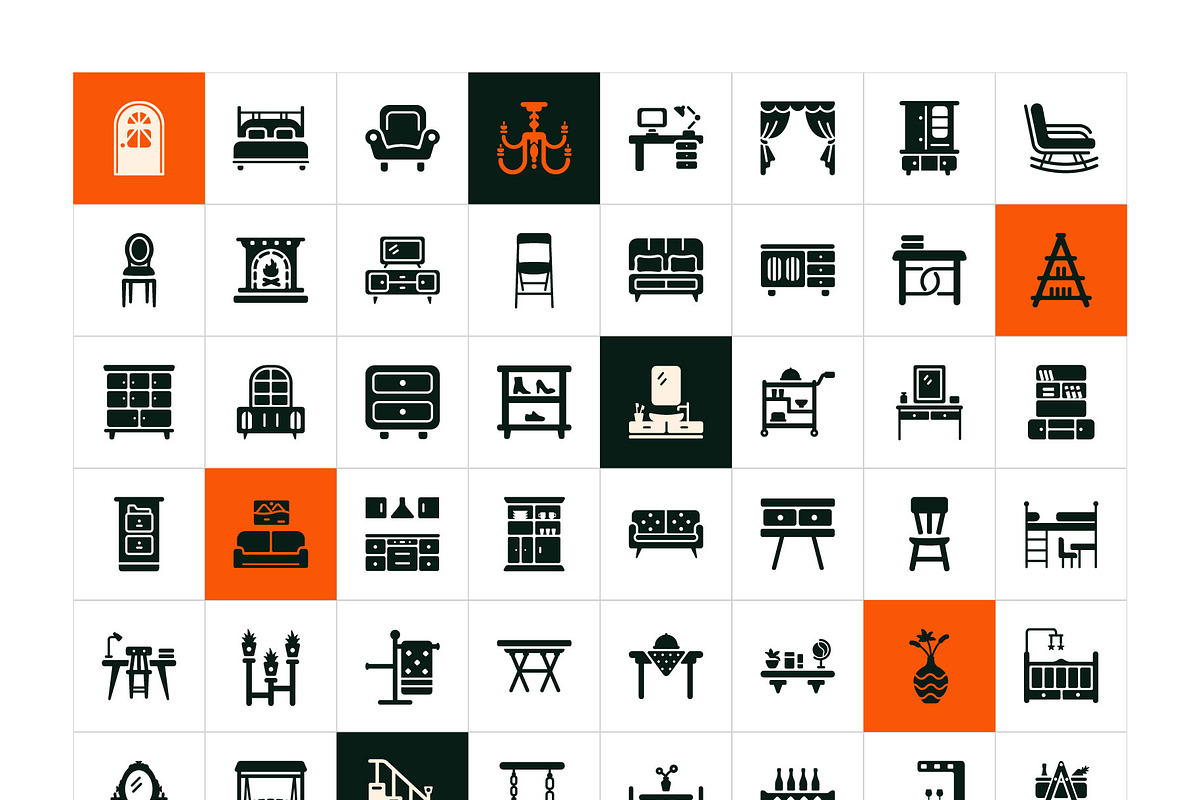 Furniture Home Interior Icons, a Solid Icon by Prosymbols (Photo 6 of 6)