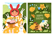 Cute Happy Easter card designs set, a Seasonal Illustration by Good Studio (Thumbnail 3 of 5)