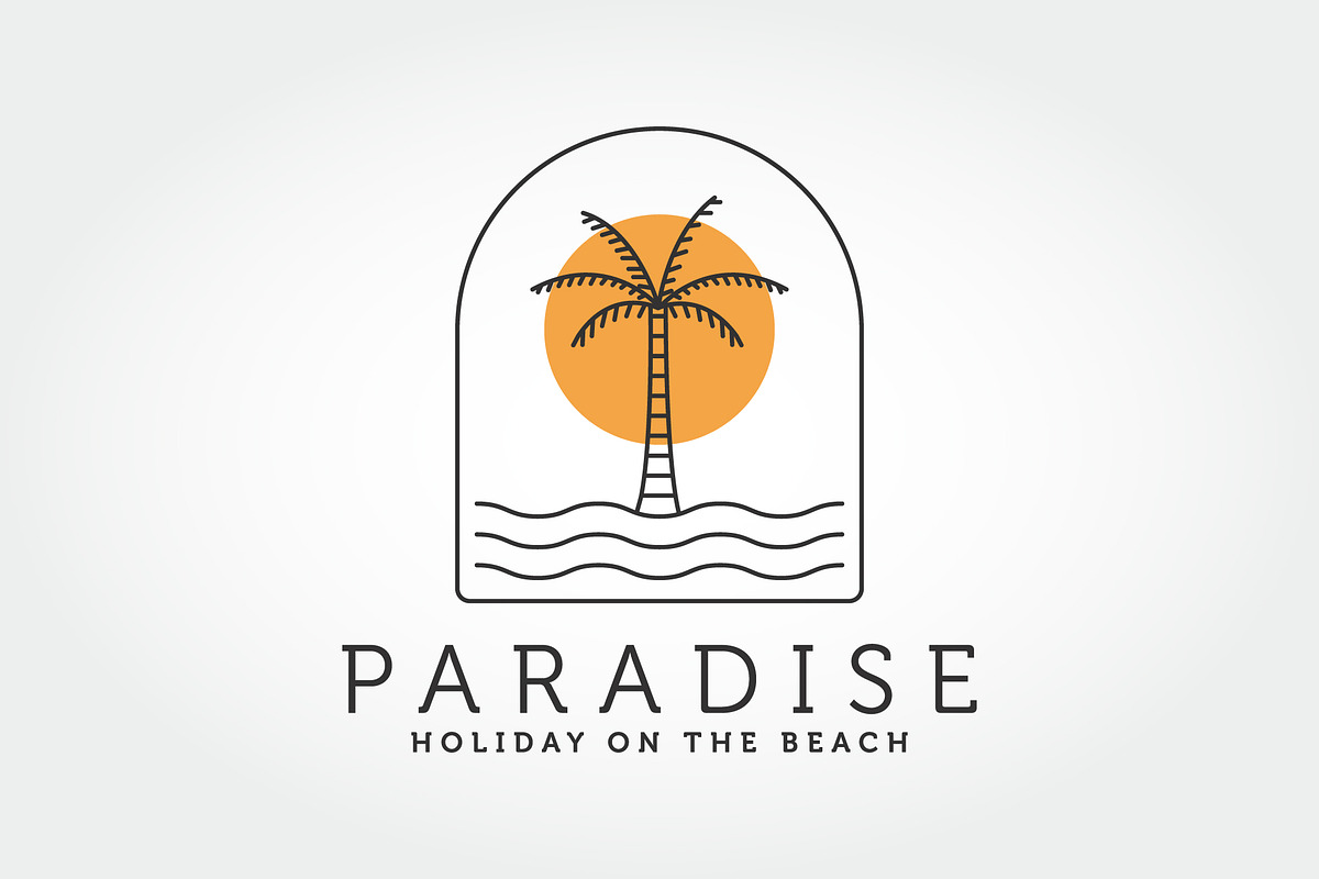 Palm tree line art minimalist logo, a Branding & Logo Template by PrastHF
