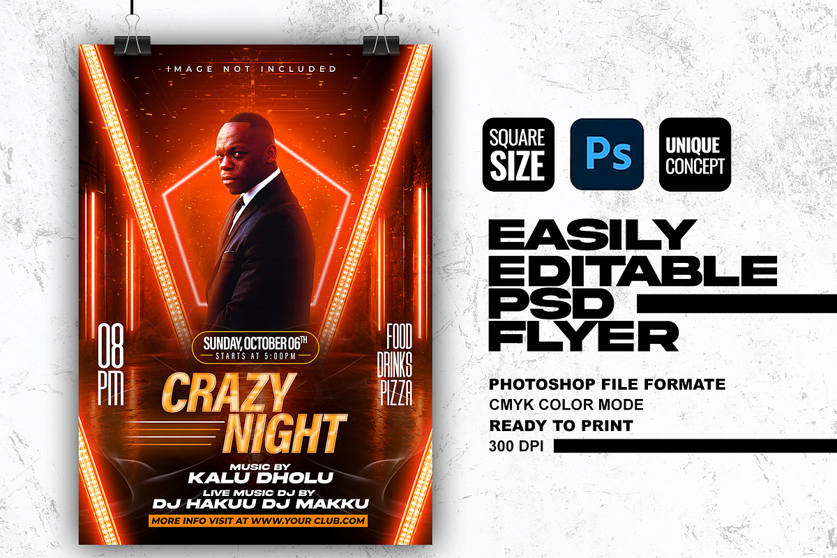 Night Party PSD Party Flyer, a Flyer Template by Shajib Shikder (Photo 1 of 2)