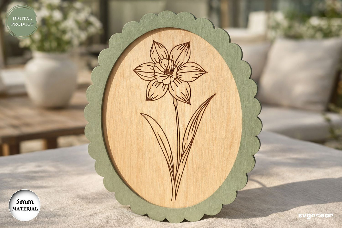 Scalloped Flower Frame SVG Bundle, a Decorative Illustration by svgocean (Photo 5 of 13)