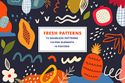 Fresh seamless patterns + posters, a Decorative Illustration by MoleskoStudio (Thumbnail 1 of 21)