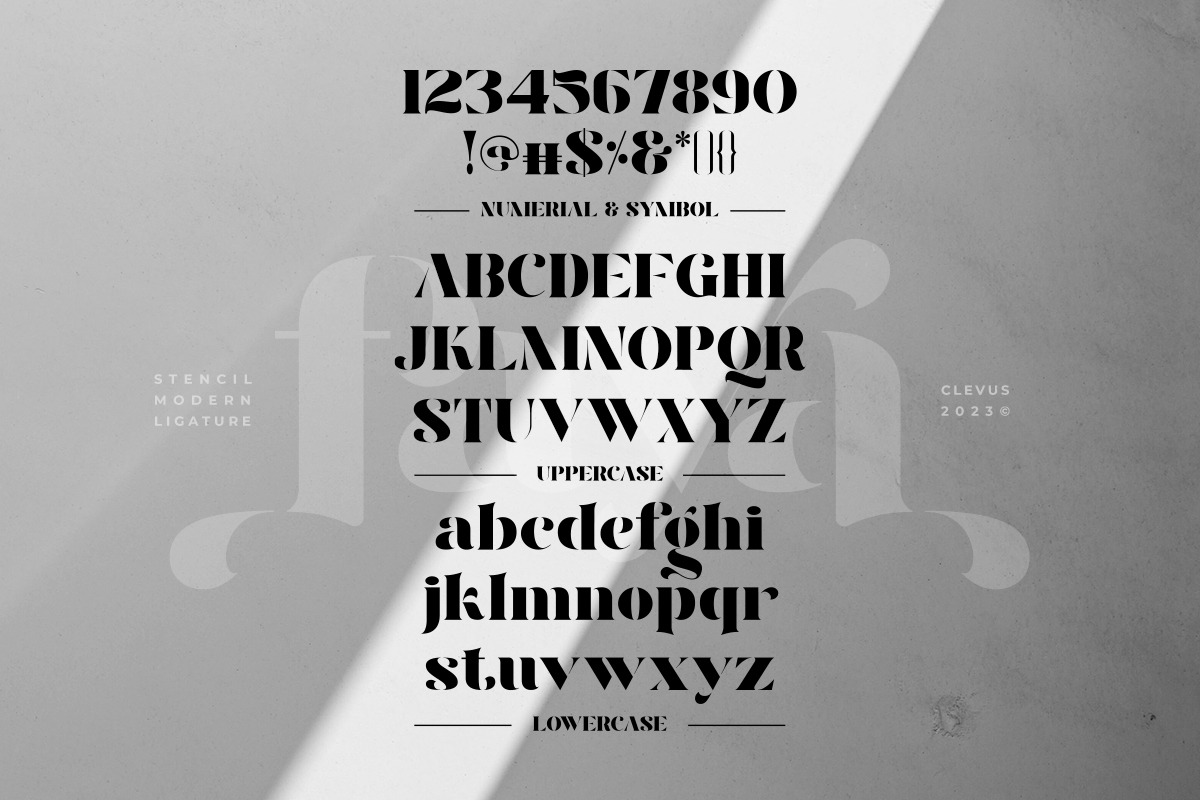Faya | Stencil Modern Ligature, a Serif Font by ClevUs (Photo 10 of 11)