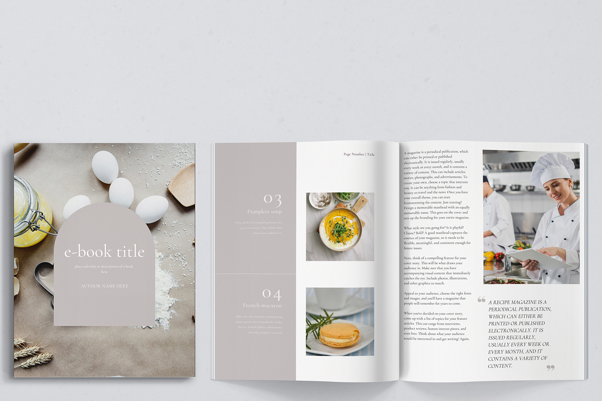 80 Page Canva Recipe Book Template, a Magazine Template by Templits (Photo 2 of 10)