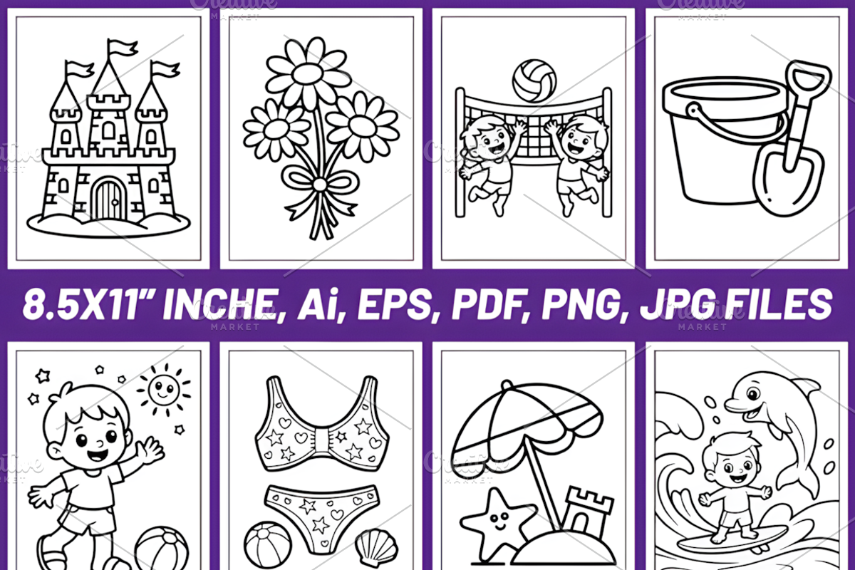 120 SUMMER COLORING PAGES for KIDS, a Seasonal Illustration by Ink Gallery (Photo 4 of 4)