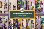 Cubist Floral Portrait Illustration, a Decorative Illustration by Housui Patterns (Thumbnail 1 of 17)