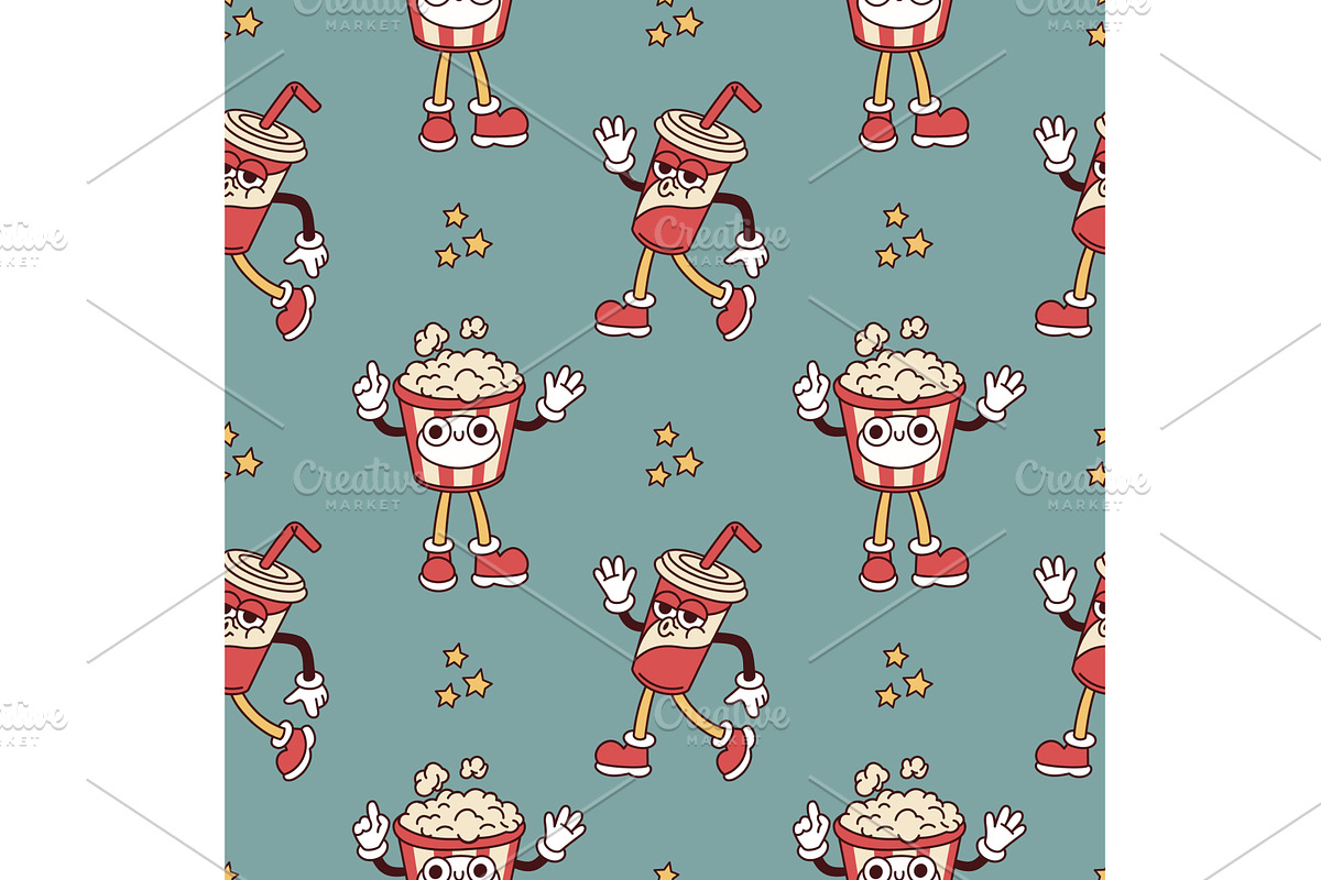 Groovy cinema characters seamless, a Texture Illustration by YummyBuum