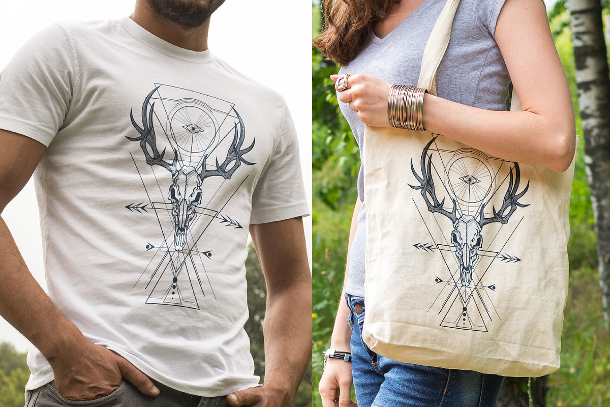 Tribal skull set. Boho style., an Animal Illustration by VioSilent (Photo 6 of 6)