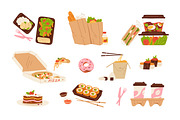 Takeaway food set & seamless pattern, a Food Illustration by Good Studio (Thumbnail 2 of 5)