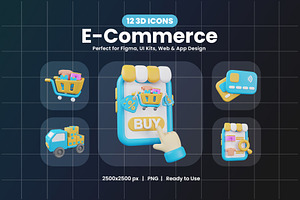 3D E-Commerce Icon Pack, an Object Graphic by Artnivora.Std